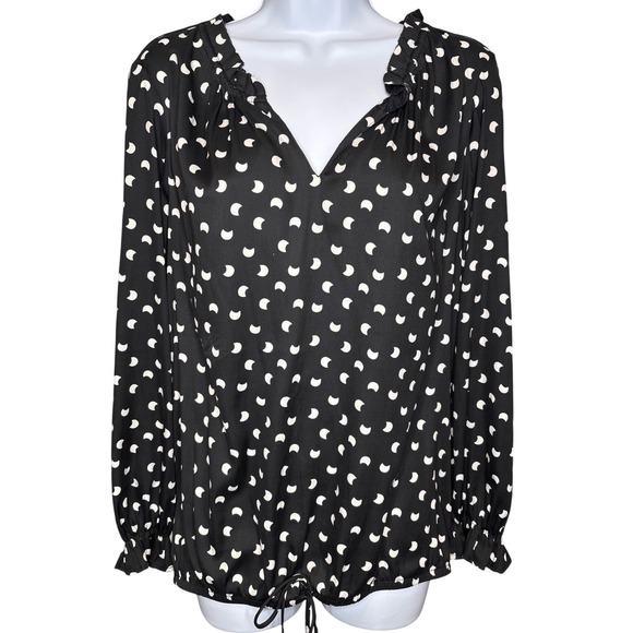 Dolan Left Coast Collection Tops - Dolan Left Coast Anthropologie Womens Black Crescent Moon Print Ruffle Top Sz S